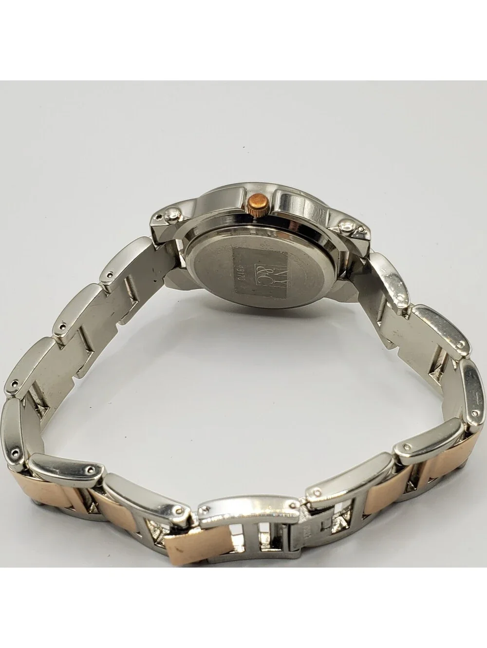 NY&C Rhinestone Womens Watch 34mm Two Tone New Battery